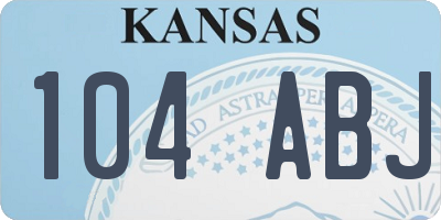 KS license plate 104ABJ