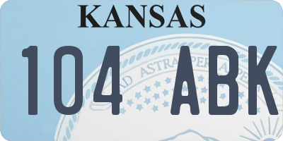 KS license plate 104ABK