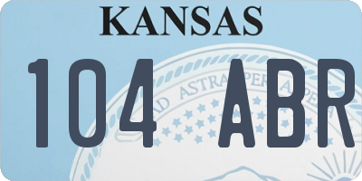 KS license plate 104ABR