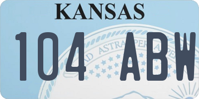 KS license plate 104ABW