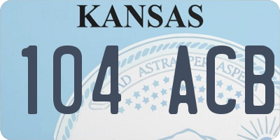 KS license plate 104ACB