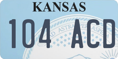 KS license plate 104ACD