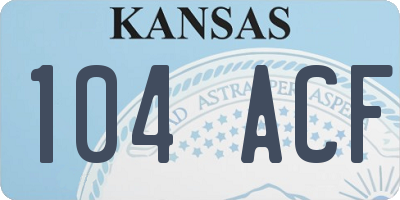 KS license plate 104ACF