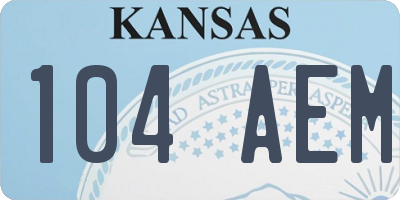 KS license plate 104AEM