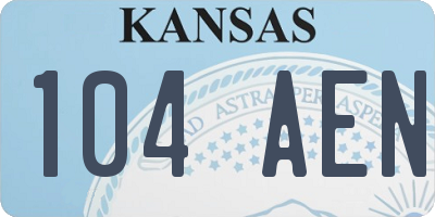 KS license plate 104AEN