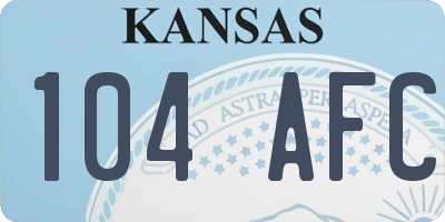 KS license plate 104AFC