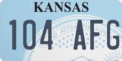 KS license plate 104AFG