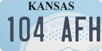 KS license plate 104AFH