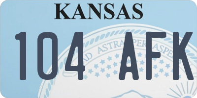 KS license plate 104AFK
