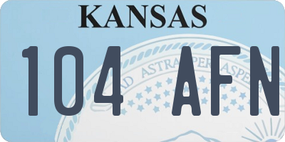 KS license plate 104AFN