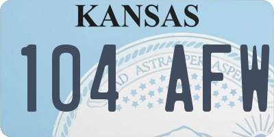 KS license plate 104AFW