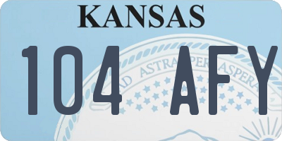 KS license plate 104AFY