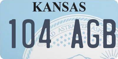 KS license plate 104AGB