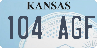 KS license plate 104AGF