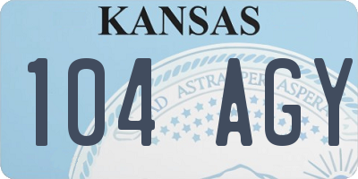 KS license plate 104AGY