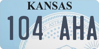 KS license plate 104AHA