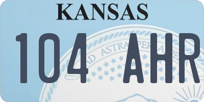 KS license plate 104AHR