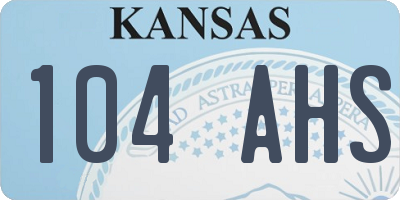 KS license plate 104AHS