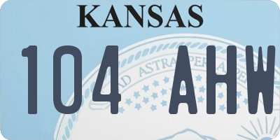 KS license plate 104AHW