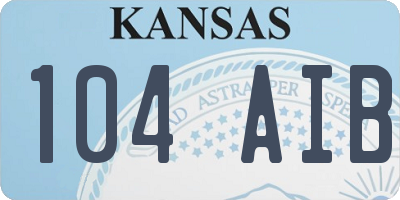KS license plate 104AIB