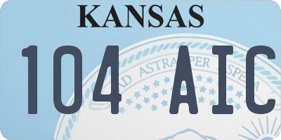 KS license plate 104AIC