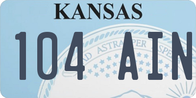 KS license plate 104AIN