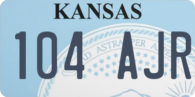KS license plate 104AJR