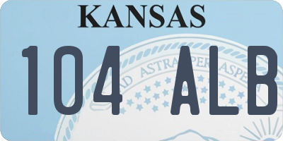 KS license plate 104ALB
