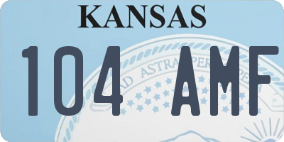KS license plate 104AMF