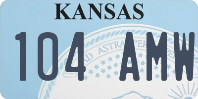 KS license plate 104AMW