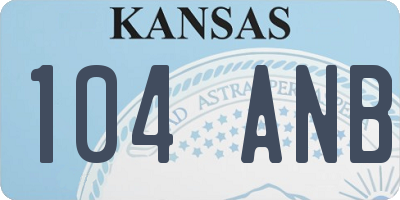 KS license plate 104ANB