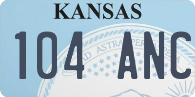 KS license plate 104ANC