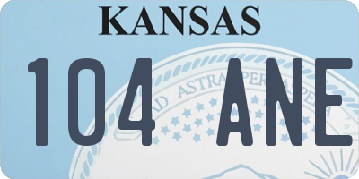 KS license plate 104ANE