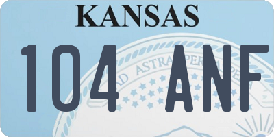 KS license plate 104ANF