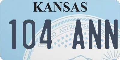 KS license plate 104ANN