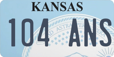 KS license plate 104ANS