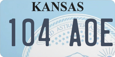 KS license plate 104AOE