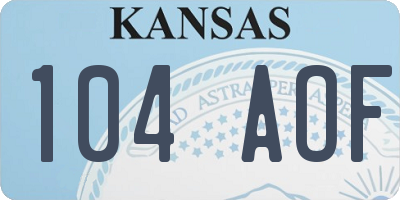 KS license plate 104AOF