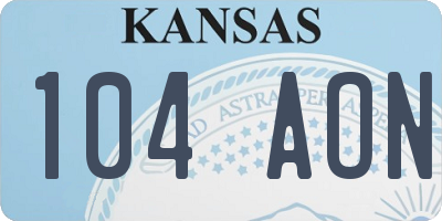 KS license plate 104AON