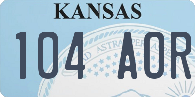 KS license plate 104AOR
