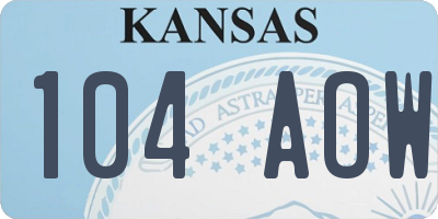 KS license plate 104AOW