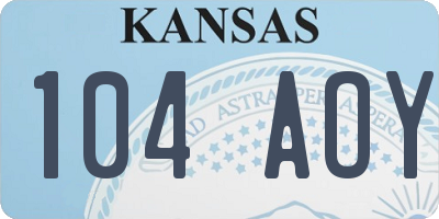KS license plate 104AOY