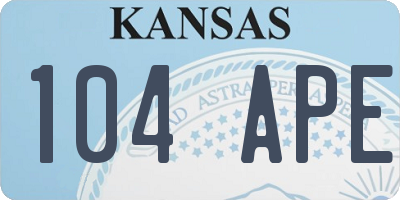 KS license plate 104APE