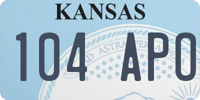 KS license plate 104APO