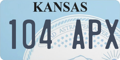 KS license plate 104APX