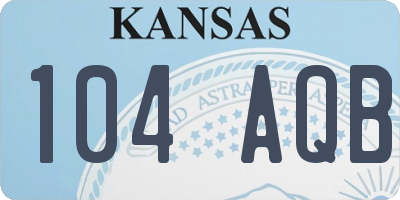 KS license plate 104AQB