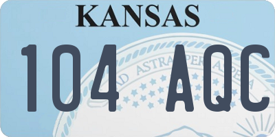 KS license plate 104AQC