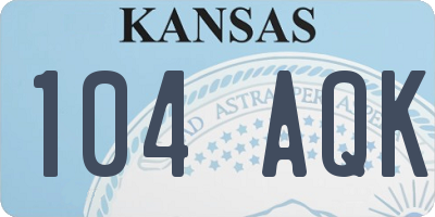 KS license plate 104AQK