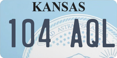KS license plate 104AQL