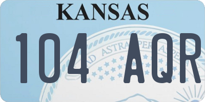 KS license plate 104AQR